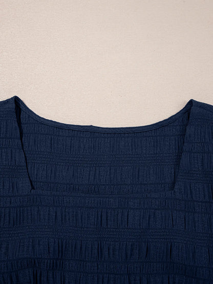 Hazel Blues® |  Textured Square Neck Top and Shirred High Waist Shorts Set