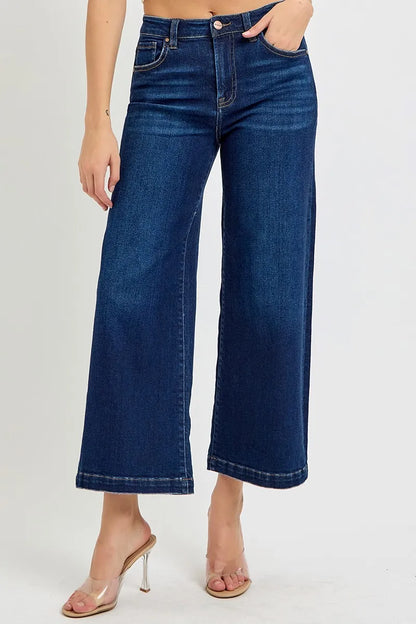 Hazel Blues® |  RISEN High Rise Crop Wide Jeans