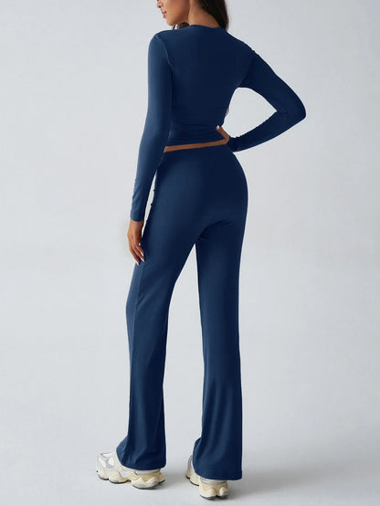 Hazel Blues® |  Round Neck Long Sleeve Top and Pants Set