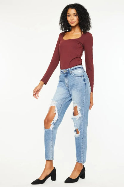 Hazel Blues® |  Kancan High Rise Distressed Boyfriend Jeans