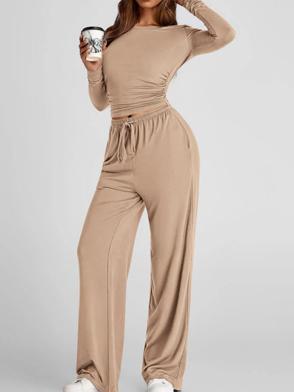 Hazel Blues® |  Round Neck Long Sleeve Top and Pants Set