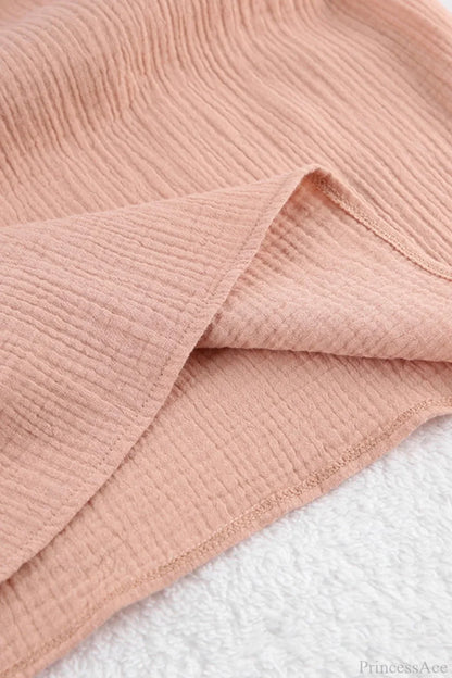 Crepe V Neck Puff Sleeve Loose Dress
