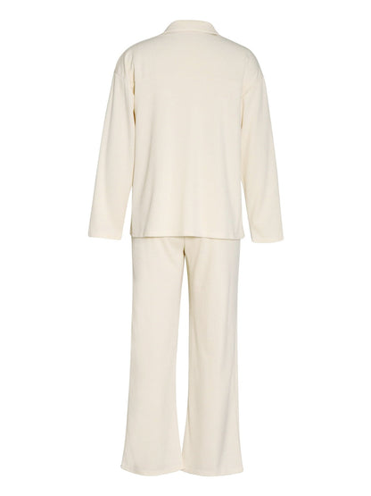 Hazel Blues® |  Collared Neck Long Sleeve Top and Drawstring Pants Set