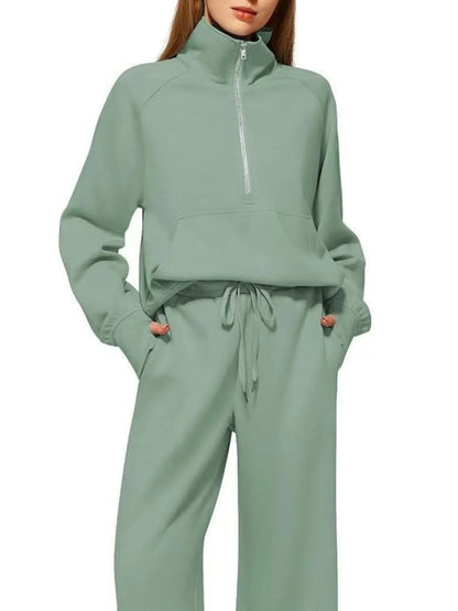 Hazel Blues® |  Half Zip Long Sleeve Top and Pants Set