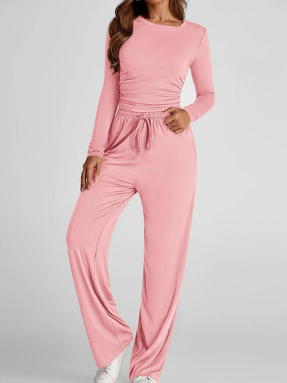 Hazel Blues® |  Round Neck Long Sleeve Top and Pants Set