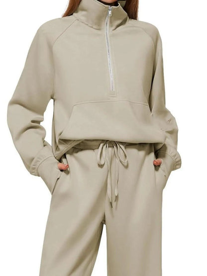 Hazel Blues® |  Half Zip Long Sleeve Top and Pants Set