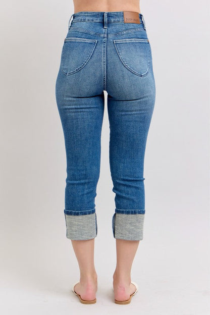Hazel Blues® | Judy Blue Skinny Cuff Capris Jeans with Pockets