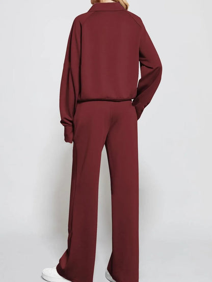 Hazel Blues® |  Half Zip Long Sleeve Top and Pants Set