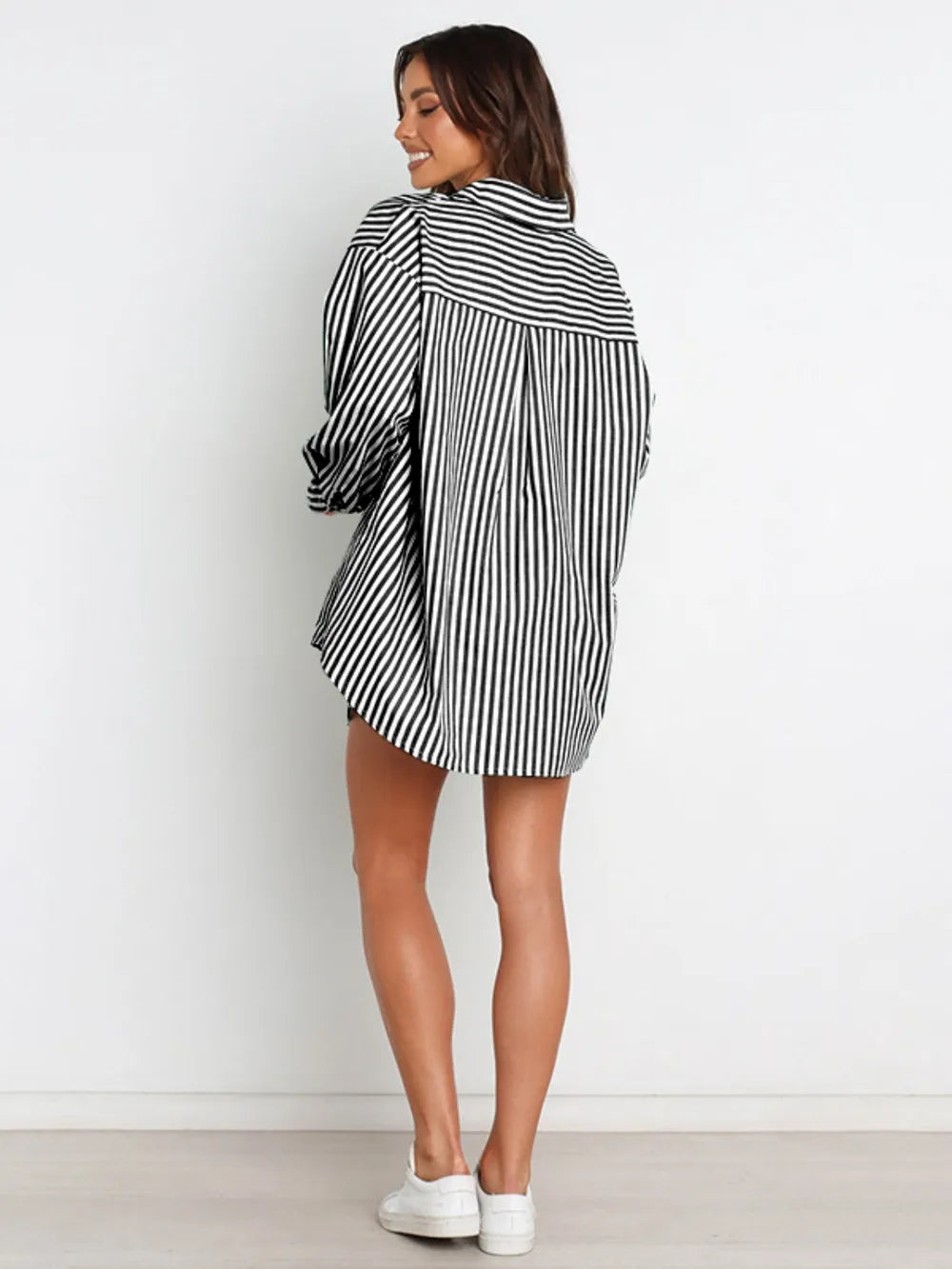 Hazel Blues® |  Striped Dropped Shoulder Shirt and Shorts Set