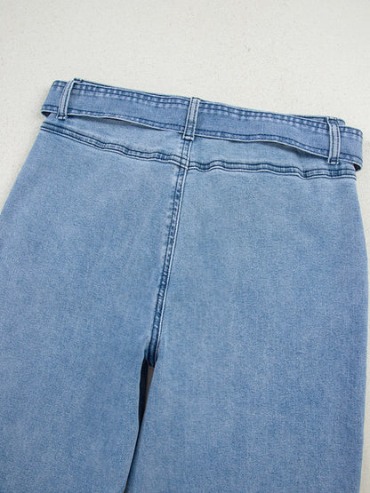 Hazel Blues® |  High Waisted Wide Leg Belted Jeans