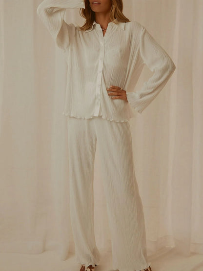 Hazel Blues® |  Button Up Long Sleeve Top and Pants Set