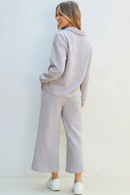 Hazel Blues® |  Textured Long Sleeve Top and Drawstring Pants Set