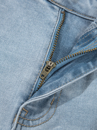 Hazel Blues® |  Mid Rise Ankle-Length Distressed Skinny Jeans