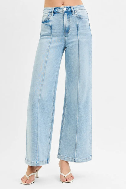 Hazel Blues® | RISEN High Waist Wide Leg Pintuck Detailed
