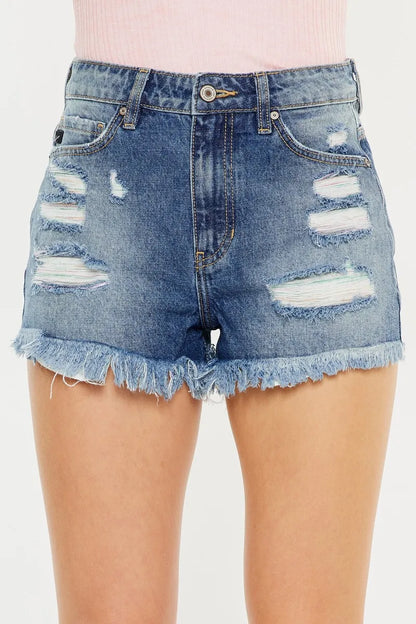 Hazel Blues® |  Kancan High Rise Raw Hem Denim Shorts