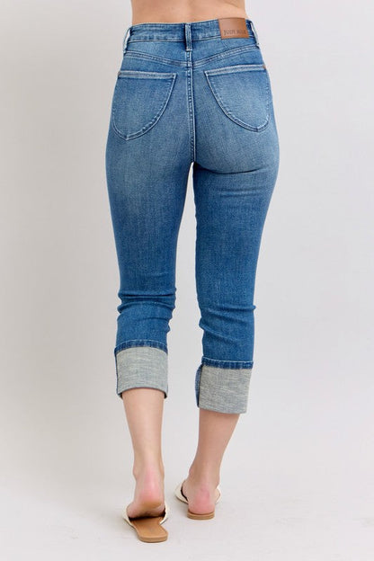 Hazel Blues® | Judy Blue Skinny Cuff Capris Jeans with Pockets