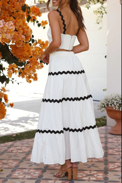 Hazel Blues® |  Contrast Trim Cami and Skirt Set