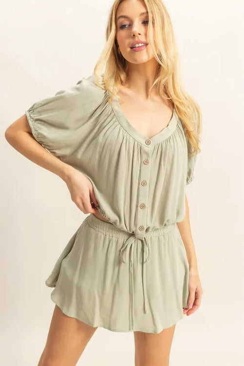Hazel Blues® |  HYFVE Drawstring Hem Short Sleeve Top and Skort Set