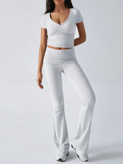 Hazel Blues® |  Devine Short Sleeve Top and Bootcut Legging Set