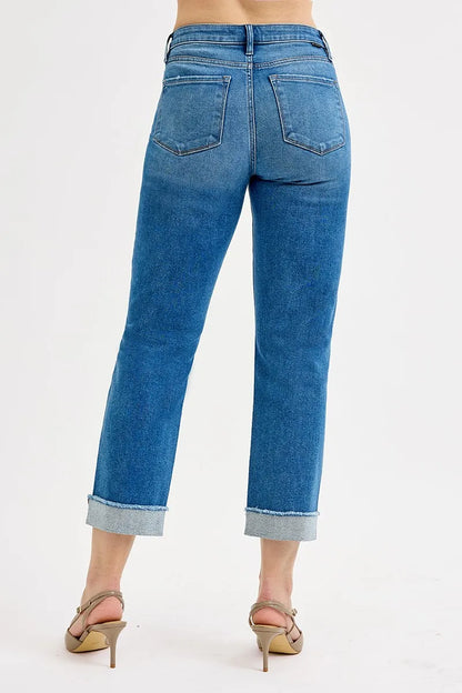 Hazel Blues® |  RISEN High Rise Boyfriend Fit Ankle Jeans Plus SIze