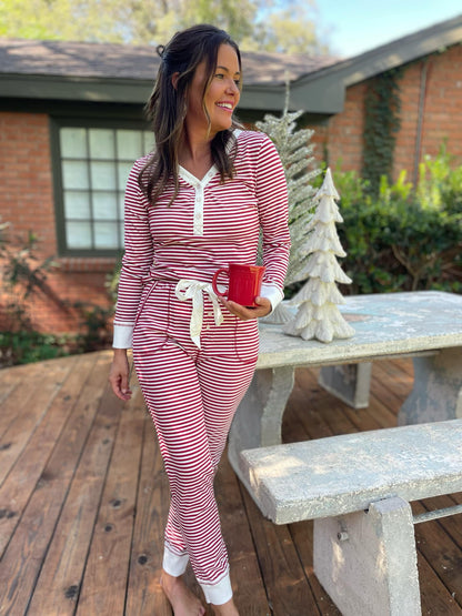 Hazel Blues® |  PREORDER: Candy Striped Pajama Pants Set