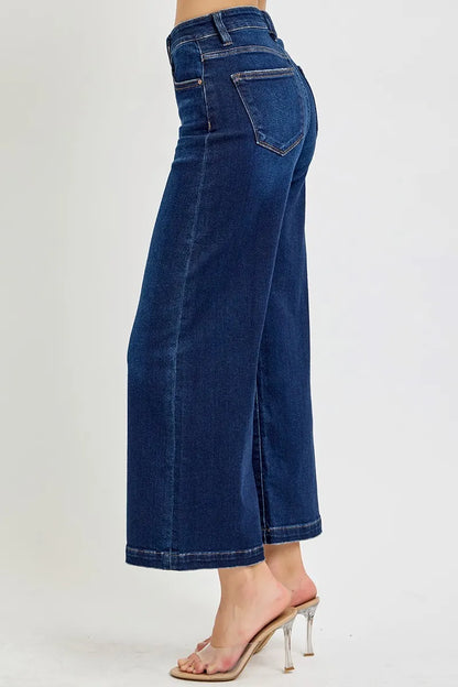 Hazel Blues® |  RISEN High Rise Crop Wide Jeans