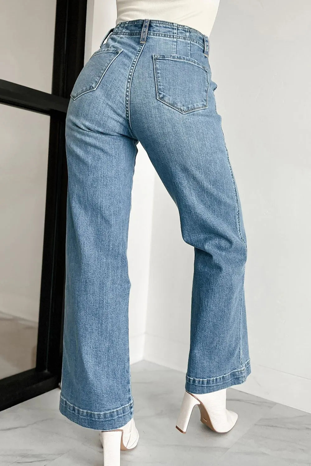 Hazel Blues® |  Button Fly High Waist Jeans