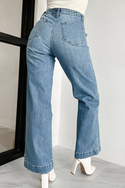 Hazel Blues® |  Button Fly High Waist Jeans