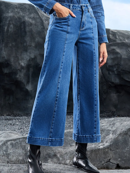 Hazel Blues® |  Seam Detail Flared Bottom Ankle Length Jeans
