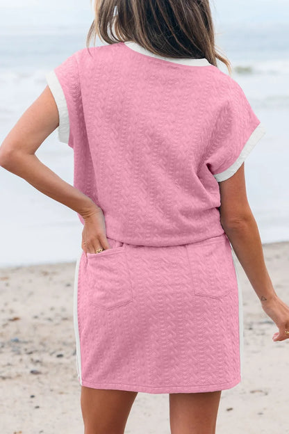 Hazel Blues® |  Textured Round Neck Top and Skirt Set