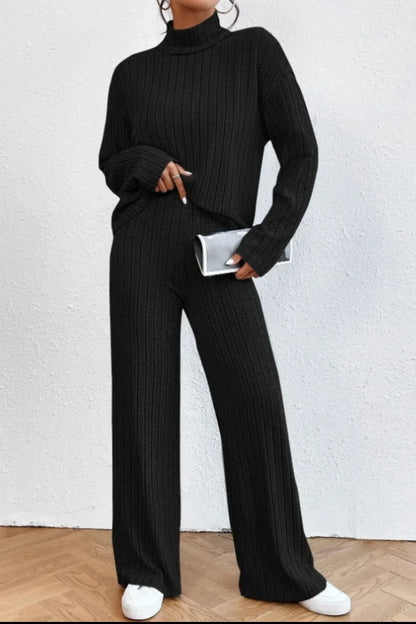 Hazel Blues® |  Mock Neck Dropped Shoulder Top and Pants Set