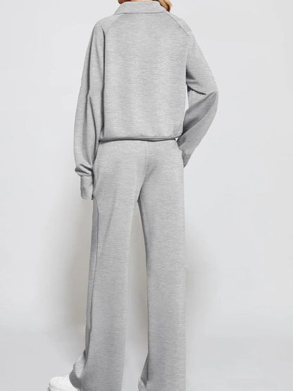Hazel Blues® |  Half Zip Long Sleeve Top and Pants Set