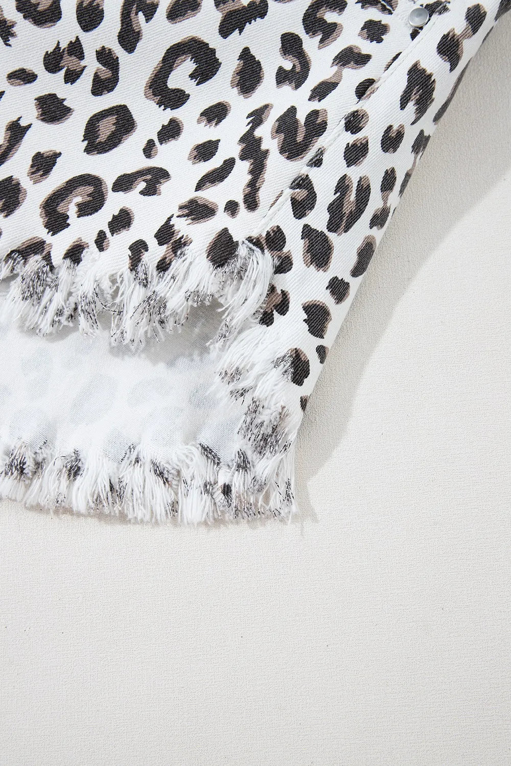 Hazel Blues® |  Leopard Frayed Hem Denim Shorts