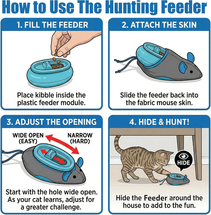 Doc & Phoebe's Indoor Hunting Cat Feeder - 3 Mouse Feeders