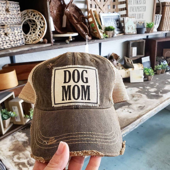 Dog Mom Distressed Trucker Hat Baseball Cap - Dog.Dog.Cat.