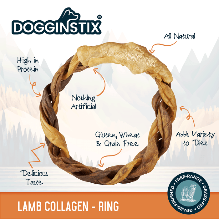 Dogginstix Lamb Collagen Ring 6.5" | Natural Joint Support Dog Chew