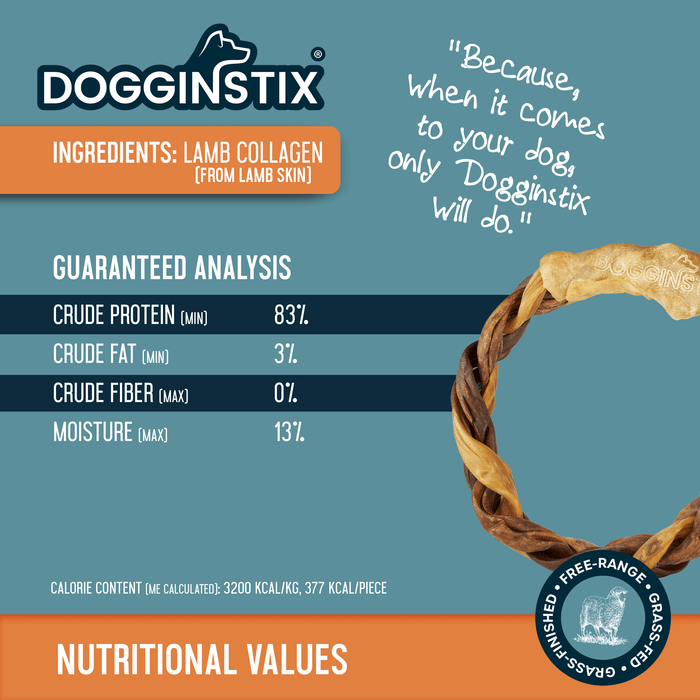 Dogginstix Lamb Collagen Ring 6.5" | Natural Joint Support Dog Chew