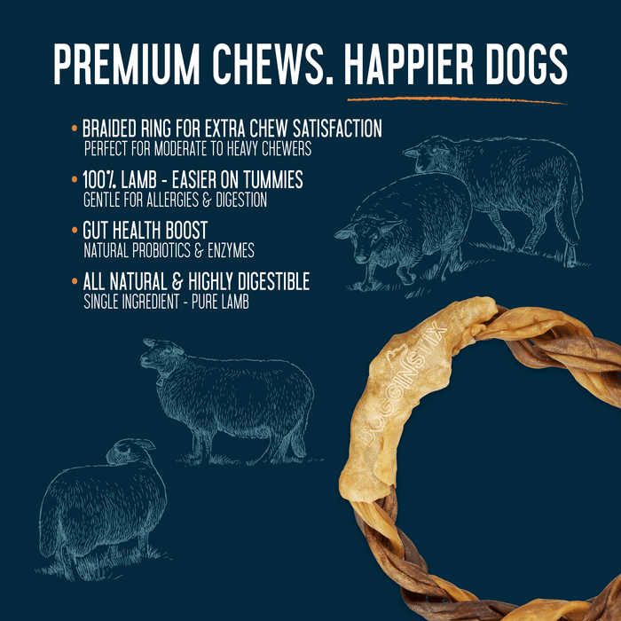 Dogginstix Lamb Collagen Ring 6.5" | Natural Joint Support Dog Chew