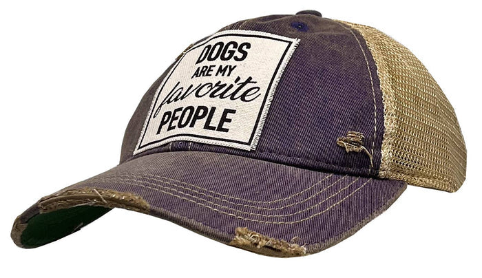 Vintage Life - Dogs Are My Favorite People Distressed Trucker Hat - Dog.Dog.Cat.