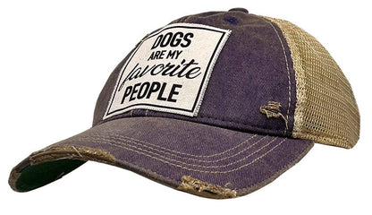 Vintage Life - Dogs Are My Favorite People Distressed Trucker Hat - Dog.Dog.Cat.