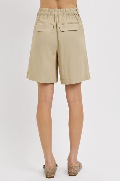 Hazel Blues® |  RISEN High Rise Pleated Front Shorts