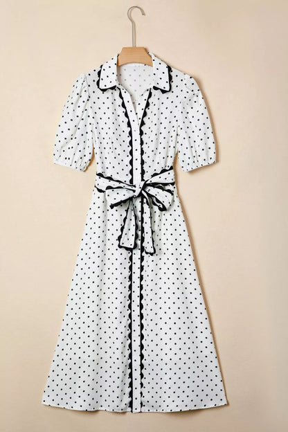 Hazel Blues® |  Polka Dot Half Sleeve Midi Dress