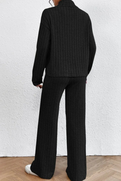 Hazel Blues® |  Mock Neck Dropped Shoulder Top and Pants Set