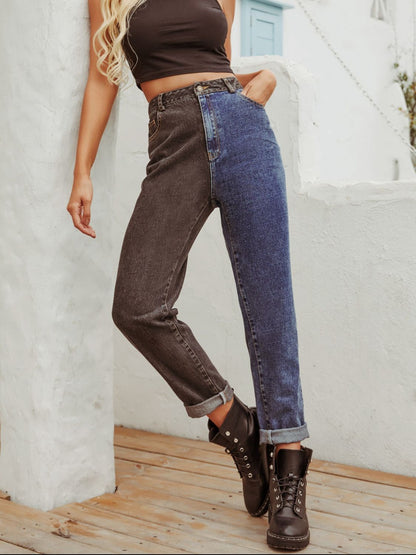 Hazel Blues® |  Two Tone Straight Leg Jeans