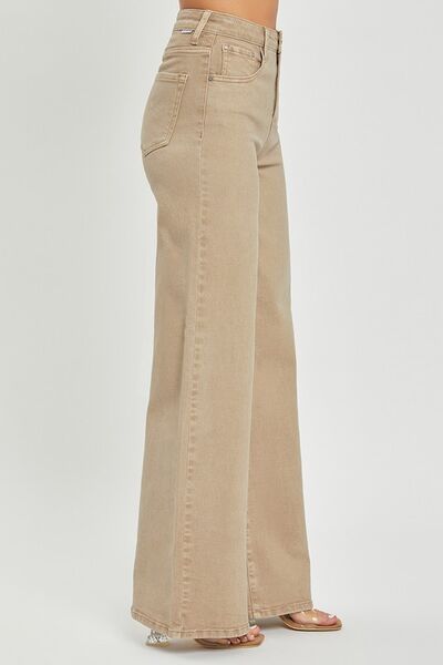 Hazel Blues® | RISEN Tummy Control High Rise Wide Leg Jeans