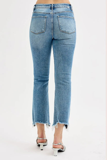 Hazel Blues® | RISEN High Rise Crop Straight Slim Jeans