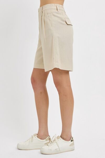 Hazel Blues® |  RISEN High Rise Pleated Front Shorts