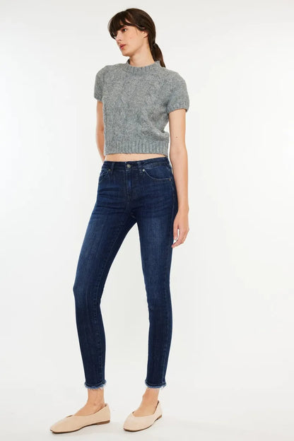 Hazel Blues® |  Kancan High-Rise Slim Fit Raw Hem Ankle Jeans