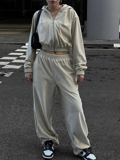 Hazel Blues® |  Zip Up Hoodie and Pocketed Pants Set