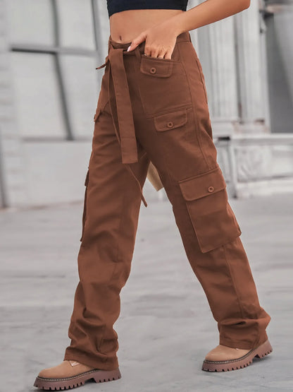 Hazel Blues® |  High-Waisted Multi-Pocket Cargo Jeans